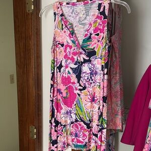 Lilly Pulitzer Vibrant Floral Mini Dress - Pink and Blue
